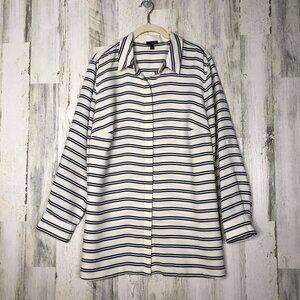 Talbots Womens Blue Striped Button Down Shirt 1X